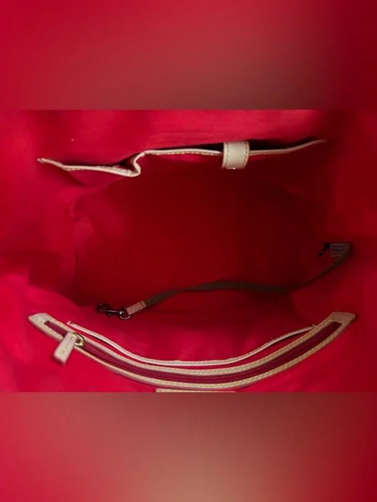 Dooney & Bourke Chevron Satchel Teal & White Stripes - Leather Top Handle - Picture 14 of 15